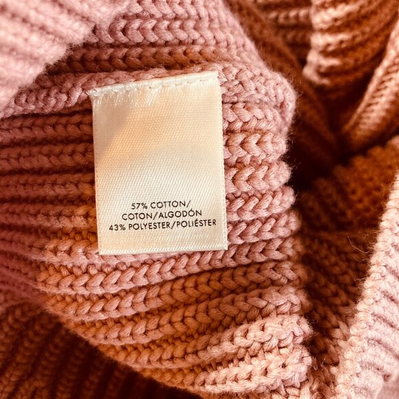 Ann Taylor Cable Knit LS Cotton Blend Crew Neck, Rose Pink Sweater, EUC,sz Large - Picture 10 of 11